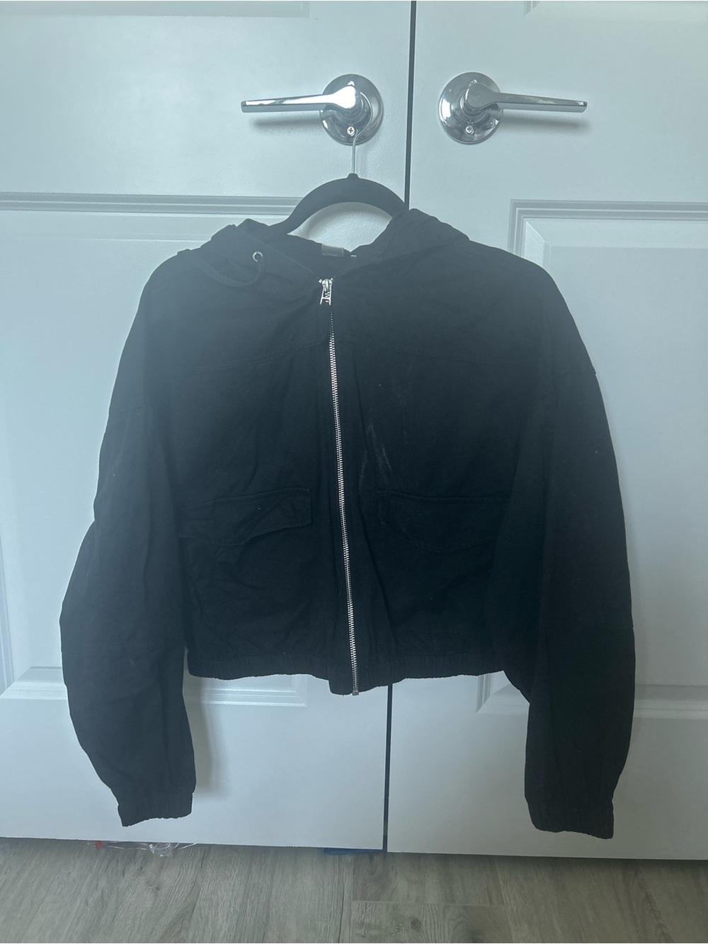 twik Black Cropped Utility Jacket with Hood
